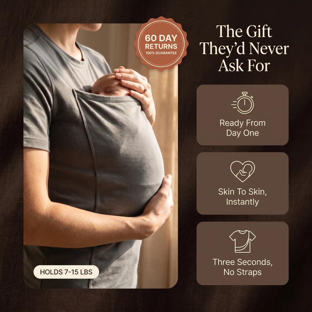 T-shirt porte-bébé papa Hugaya : le cadeau qu'il n'aurait jamais demandé, prêt dès le premier jour, peau à peau, sans sangles